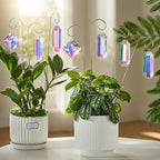 7 Pcs AB Colored Crystal Suncatcher Small Trellis Golden Plant Potted Stake
