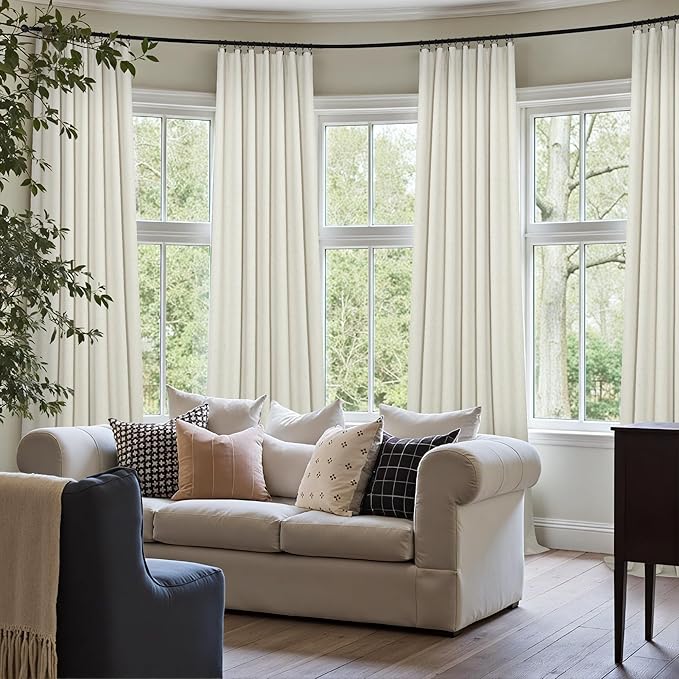 100% Blackout Curtains 84 Inch Length 2 Panels Set Neutral Boho Linen Farmhouse - Image 7