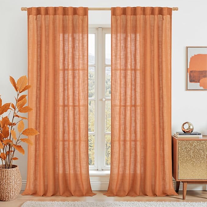 LAMIT 102 Inches Long Linen Curtains by LAMIT