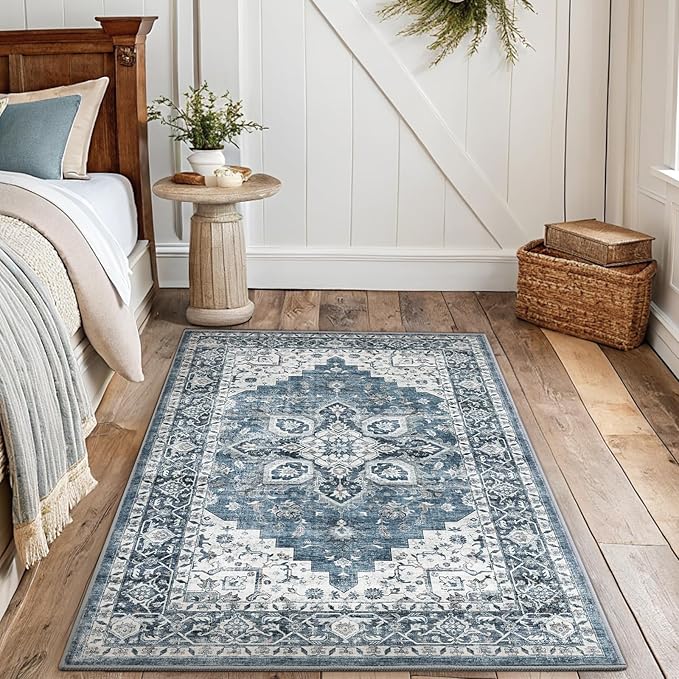 AMADA HOMEFURNISHING 3x5 Washable Area Rug, Low-Profile Entryway Rug by AMADAHOMEFURNISHING