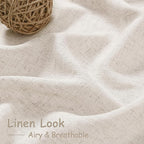 Beige Linen Textured Curtains 2 Panels Set 60 Inches Long - Image 5