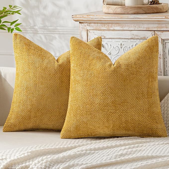 MIULEE Pack of 2 Couch Throw Pillow Covers 20x20 Inch Neutral Gold Modern Boho by MIULEE