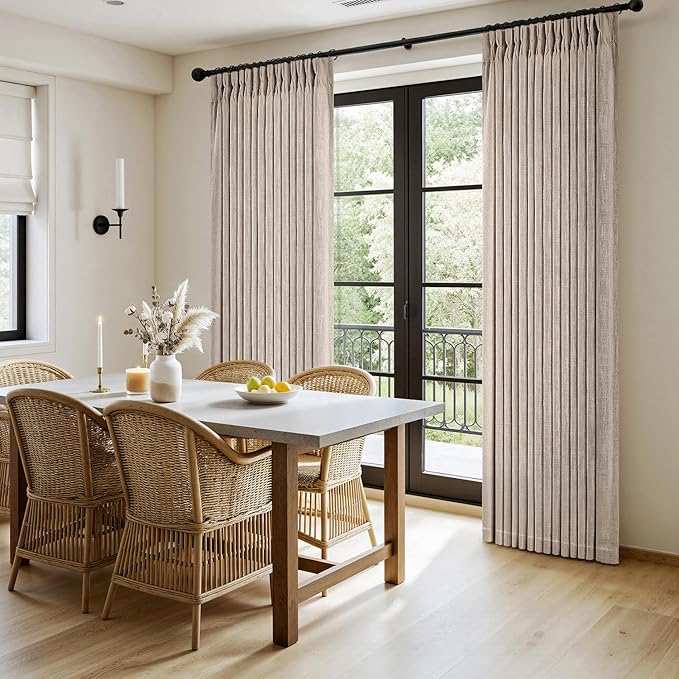 MIULEE Pinch Pleated Thick Linen Curtains 84 Inches Long 2 Panels - Image 3