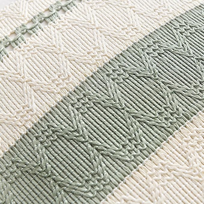 Fancy Homi Set of 1 Sage Green Boho Decorative Throw Pillow Covers 20x20 Inch - Image 4
