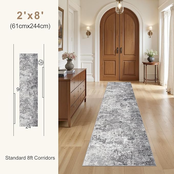 UERMEI 2X8 Washable Runner Rug for Hallway: Soft Neutral Modern Abstract Area - Image 5