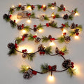 2026 Upgraded Christmas Garland Lights 9.84FT Holiday Prelit Garlands Pine Cone with Red Berry Battery Operated with Timer Garland Wreath Xmas Decor Lights for Outdoor Indoor Christmas Home Decoration