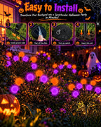OZS 6 Pack Orange Purple Halloween Decorations Outdoor Solar Firefly Lights
