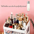 Makeup Organizer with 3 Drawers Plastic Storage for Vanity Cosmetic Display Cases Large Capacity Bathroom Countertop Plastic Storage for Skin Care Products(Arc Type)