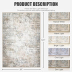 8x10 Area Rug Living Room Rug: Washable Modern Abstract Soft Thin Rug Indoor - Image 2