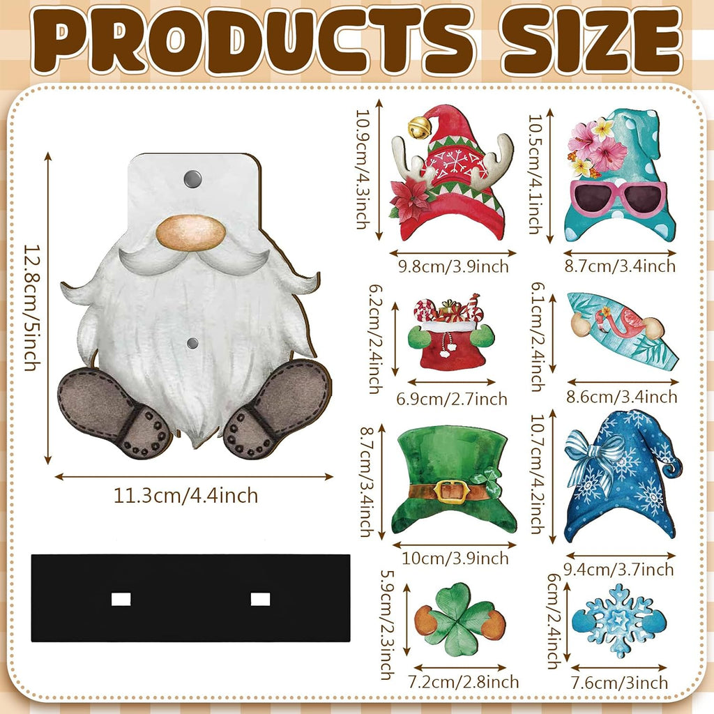 Blulu 34 Pcs Interchangeable Wooden Gnome Sign, Retro Watercolor
