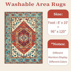SERISSA Boho Area Rug 8x10 Orange, Washable Large Rugs - Image 6