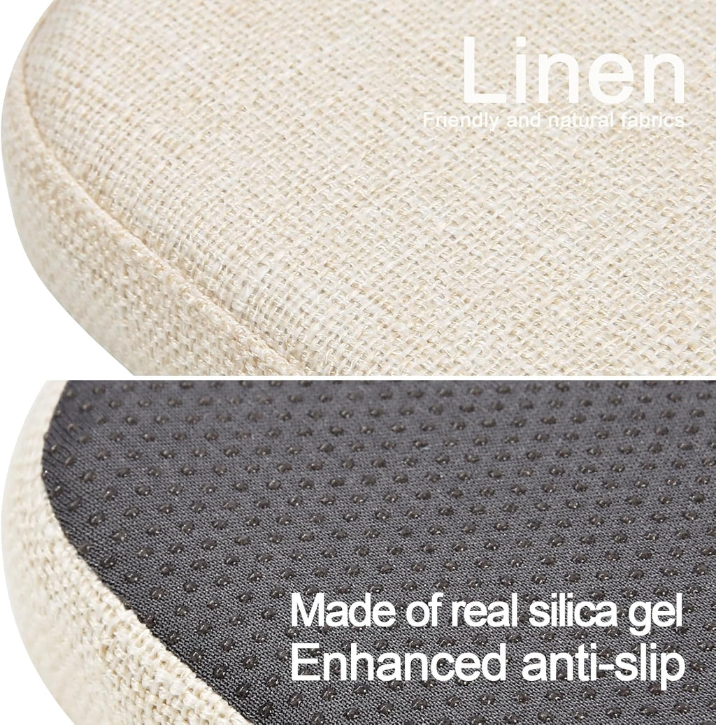 BUYUE Friendly Woven Fabric Magnetic Bar Stool Cushion 1 Piece, Enhanced Anti-Slip Breathable Small Chair Seat Pad for Café Bistro Stackable Metal Stool (Square, Beige, 1)