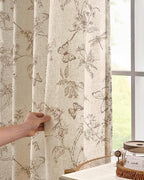 jinchan Floral Linen Curtains for Living Room 84 Inch Length Butterfly Curtain - Image 3