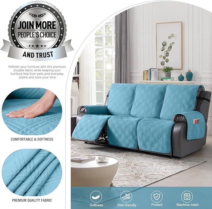 TAOCOCO 100% Waterproof Recliner Sofa Covers 3 Seater Split Couch Covers - Image 2