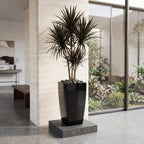 21" Tall Square Planters 2 Pack, Resin Pots Indoor Outdoor, Black