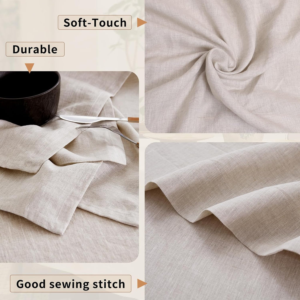 100% Linen Tablecloth for Rectangle Table with 4PCS Linen Napkins