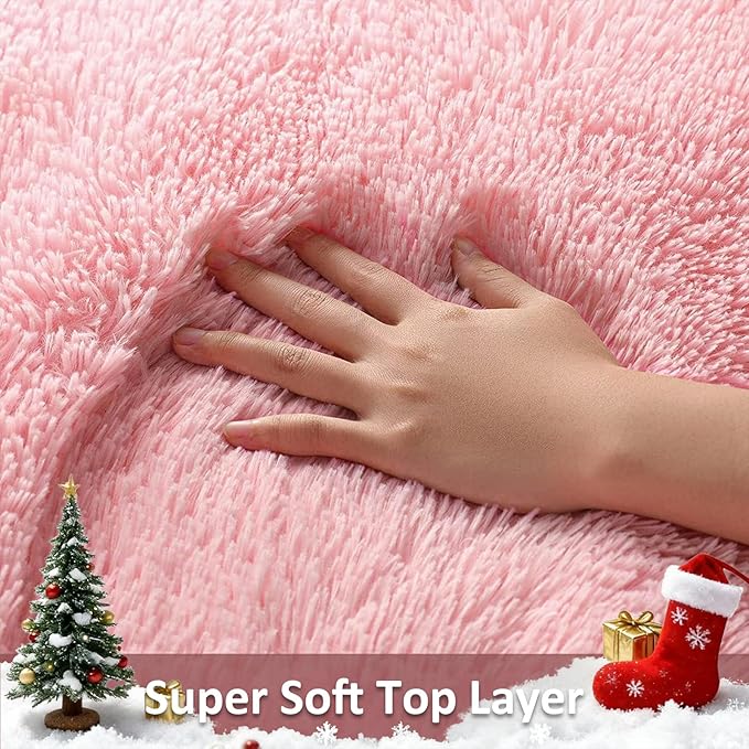 Ophanie Pink Area Rugs for Bedroom Girls, 6x9 Kids Fluffy Fuzzy Furry Shag - Image 2