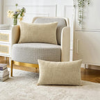 MIULEE Pack of 2 Beige Throw Pillow Covers 12x20 Inch Soft Lumbar Pillow Covers - Image 5