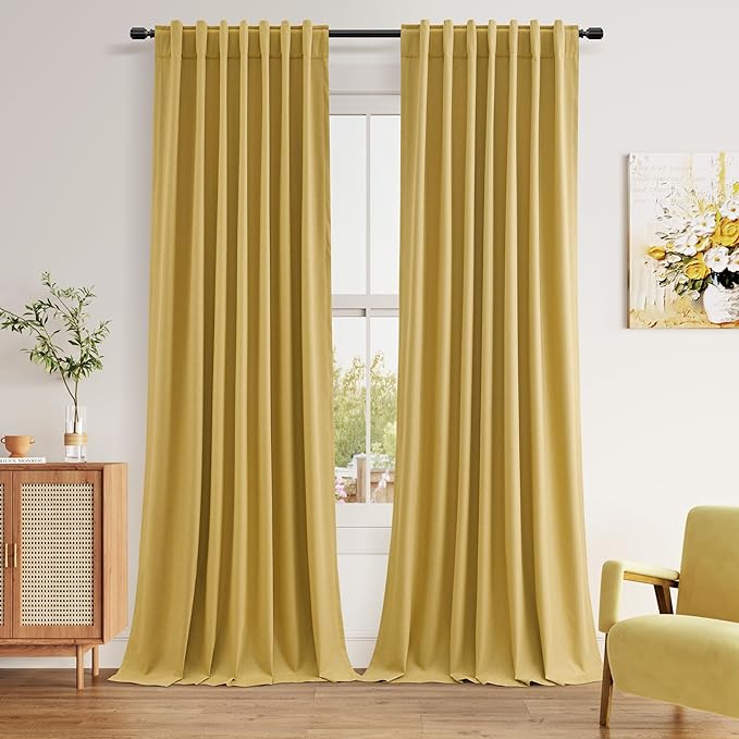 Guken 100% Blackout Curtains 90 Inch Length 2 Panels Set by Guken