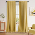 Gold 100% Blackout Linen Curtains 108 Inch Length 2 Panels Set by Guken