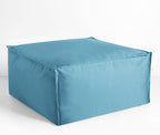 Sorra Home Sunbrella Top Stitch Pouf Cushion - Square, Outdoor Stuffed Plush Ottoman & Foot Rest Stool - Balcony, Patio, Poolside Furniture Accessory - Cast Horizon (30" x 30" x 15")