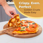 CRUSTO® Pizza Stone For Oven Set 16 Inch Cordierite Stone Pizza Peel Cutter Wheel Dough Proofing Box Cutting Board Apron Cleaning Brush Home Pizza Baking Kit With Handles for Oven Grill (Pro Kit)