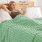 Exclusivo Mezcla Twin Size Flannel Fleece Blanket, Super Soft Striped Jacquard - Image 2