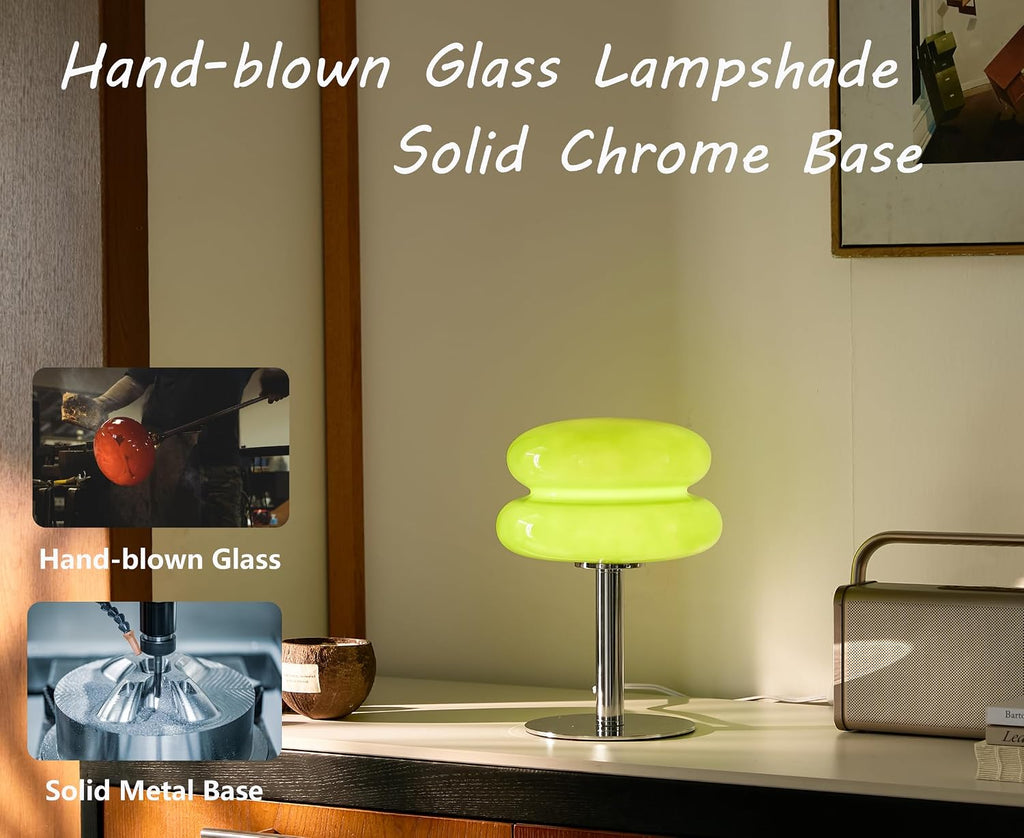 Glivpny Table Lamp Small Mushroom Lamp, Mid Century Desk Lamps (Green)