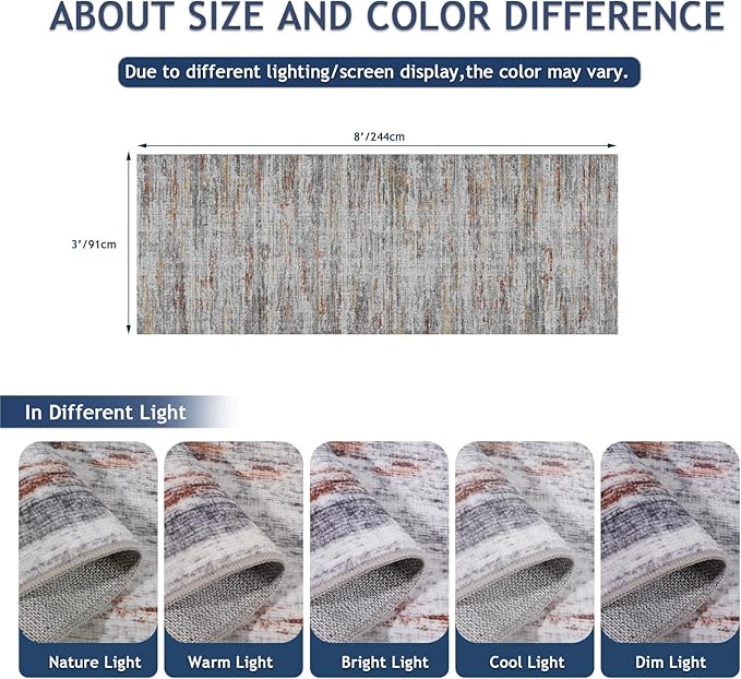 3x8 Runner Rug Non Slip Washable Rugs - Image 2
