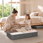 Budding Joy 60L Under Bed Storage Containers, 4 Pack Closet Organizers Grey