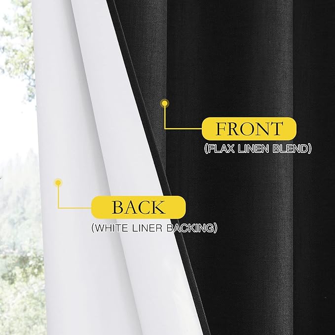 NICETOWN Vintage Open Linen Weave Flax Thermal Black Curtains - Image 6