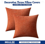 MIULEE Pack of 2 Rust Throw Pillow Covers 20x20 Inch Soft Chenille Pillow Covers - Image 6