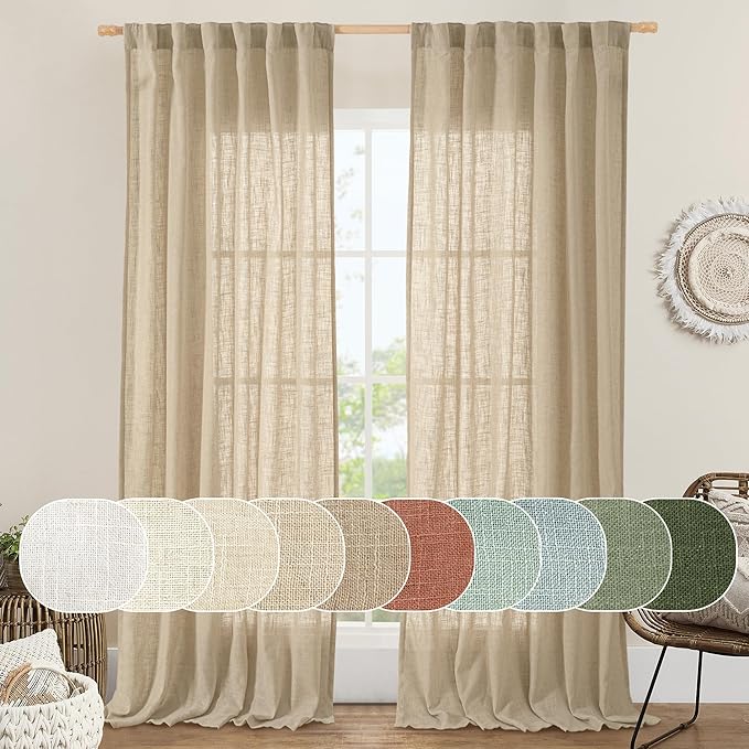 LAMIT Living Room Linen Curtains 95 Inch by LAMIT