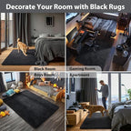 Ophanie Black Area Rugs for Bedroom Living Room, 4x6 Fluffy Fuzzy Shag Shaggy - Image 7