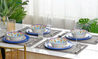 Retro Style Melamine Dinnerware Sets, 12Pcs  Durable Plates and Bowls for 4