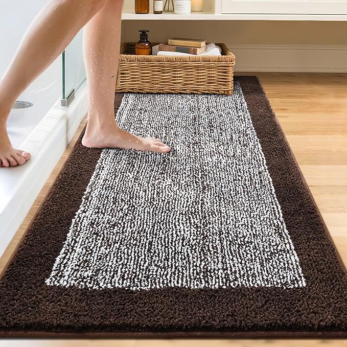 70x24 Long Bathroom Rugs Washable Non Slip, Soft Absorbent Quick Dry Mats - Image 2