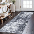 KOZYFLY Modern Abstract Runner Rug 2x6 Washable Grey/Black/Black Runners by KOZYFLY