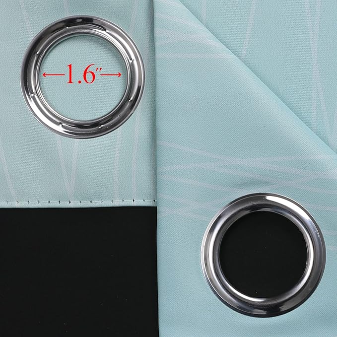 Estelar Textiler Aqua and Beige Blackout Curtains 54 Inch Length, Light - Image 7