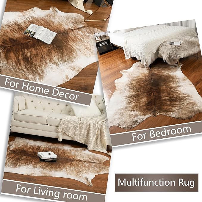 AROGAN Western Decor Faux Fur Cowhide Rug, 6.2 x 5.2 Feet Premium Animal Skin - Image 7