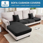 Couch Cover 4-Piece Elastic Velvet Couch Cushion Covers & Chaise Slipcovers - Image 3