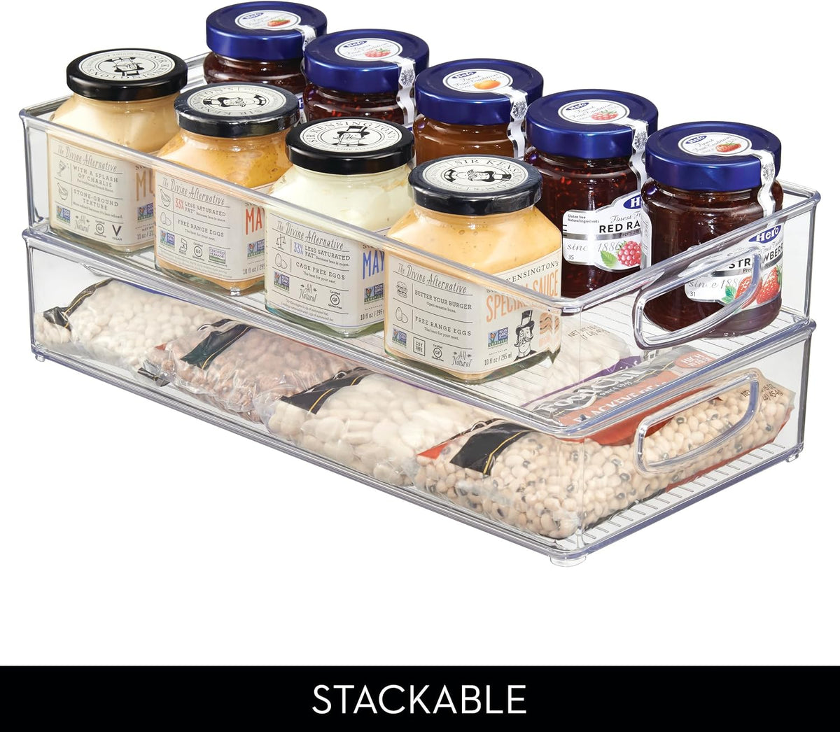 iDesign Stackable Clear Plastic Extra Long Pantry Organizers