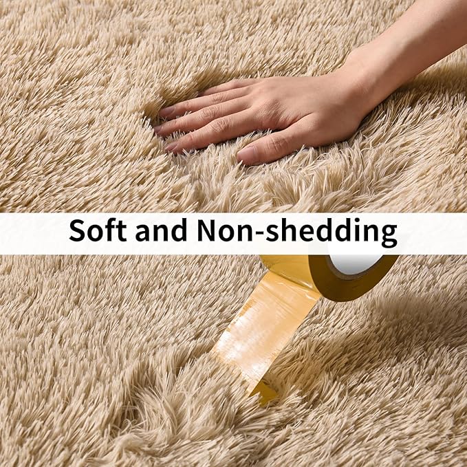 Soft Runner Rugs for Bedroom Hallways, 2 Packs 2x6 Beige Fluffy Shag Throw Area - Image 6