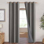 NICETOWN Grizzle Gray Vintage Linen 100% Blackout Curtains - Image 2