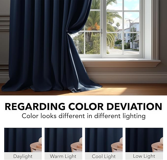 Deconovo Blackout Curtains, Thermal Insulated, W70 x L108 2 Panels, Back Tab - Image 6