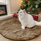 OLANLY Taupe Round Rugs for Bedroom by OLANLY