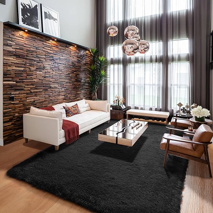 ONASAR Black 6x9 Area Rugs for Living Room Bedroom, Large Fluffy Soft Plush - Image 9