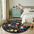 Round Area Rug for Living Room: 6 ft Floral Washable Circle Rug Soft Boho - Image 3