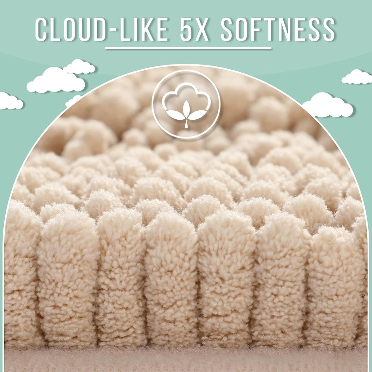 Yimobra Bathroom Rug Mat, Non Slip and Super Absorbent Bath Mat, Machine Washable Quick Dry, Ultra Plush Chenille Shower Rugs for Bathroom Floor Sink Tub and Shower Outside, Beige, 24 x 17