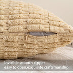 Pack of 2 Corduroy Decorative Throw Pillow Covers 24x24 Inch Soft Striped - Image 3