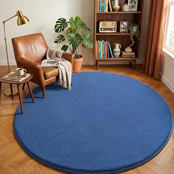 Amearea Blue Round Area Rugs 4ft Washable Circle Rugs - Image 6